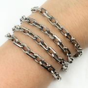 Oxidized Sterling Silver Diamond Cut Oval Link Chain